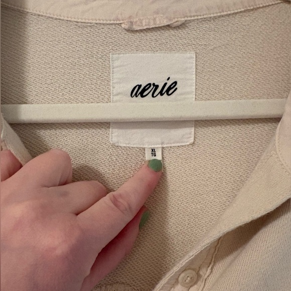 Aerie Cream button down Shirt - Picture 2 of 3